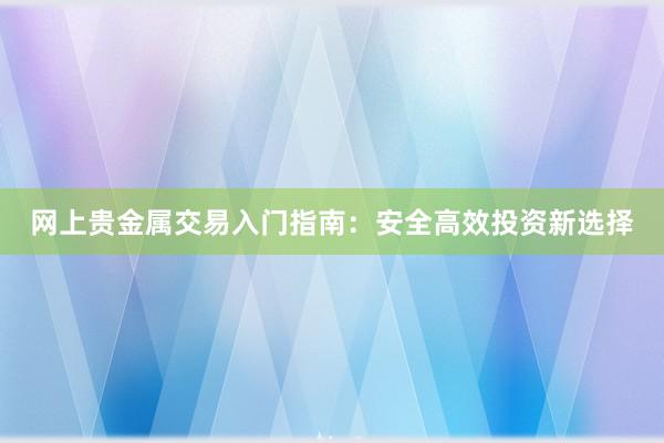 网上贵金属交易入门指南：安全高效投资新选择